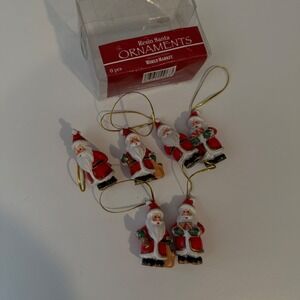 World Market Resin Santa Ornaments Set of 6 Red White Gold Christmas Decor
